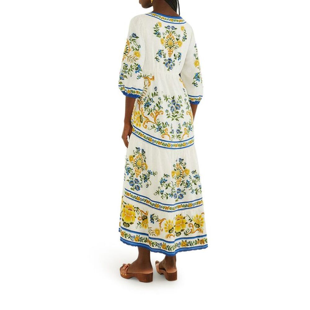 Farm Rio Women Long Dress With Floral Print And Three-Quarter Sleeves - Picture 3 of 4